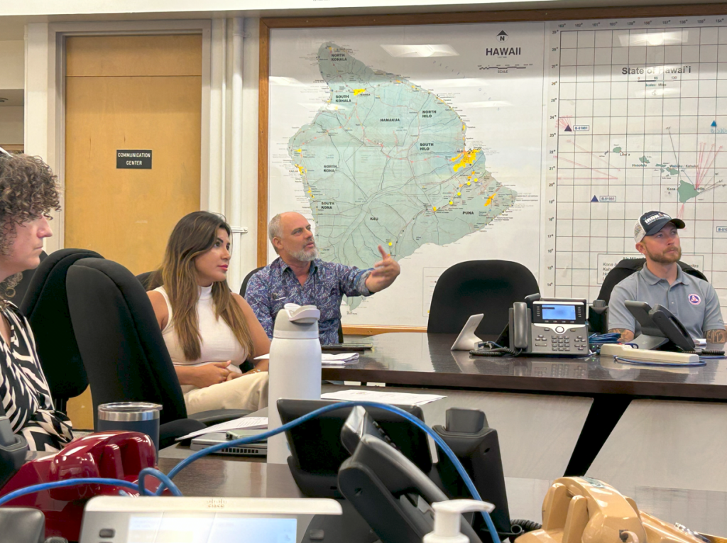 Data Scientist and Project Specialist presenting at the Big Island's Emergency Operation Center